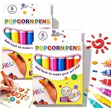 12PCS Popcorn Pens, 3D Art Safe Puffy Pens 6 Colors DIY Bubble Popcorn Drawing, Dries With Fun Texture