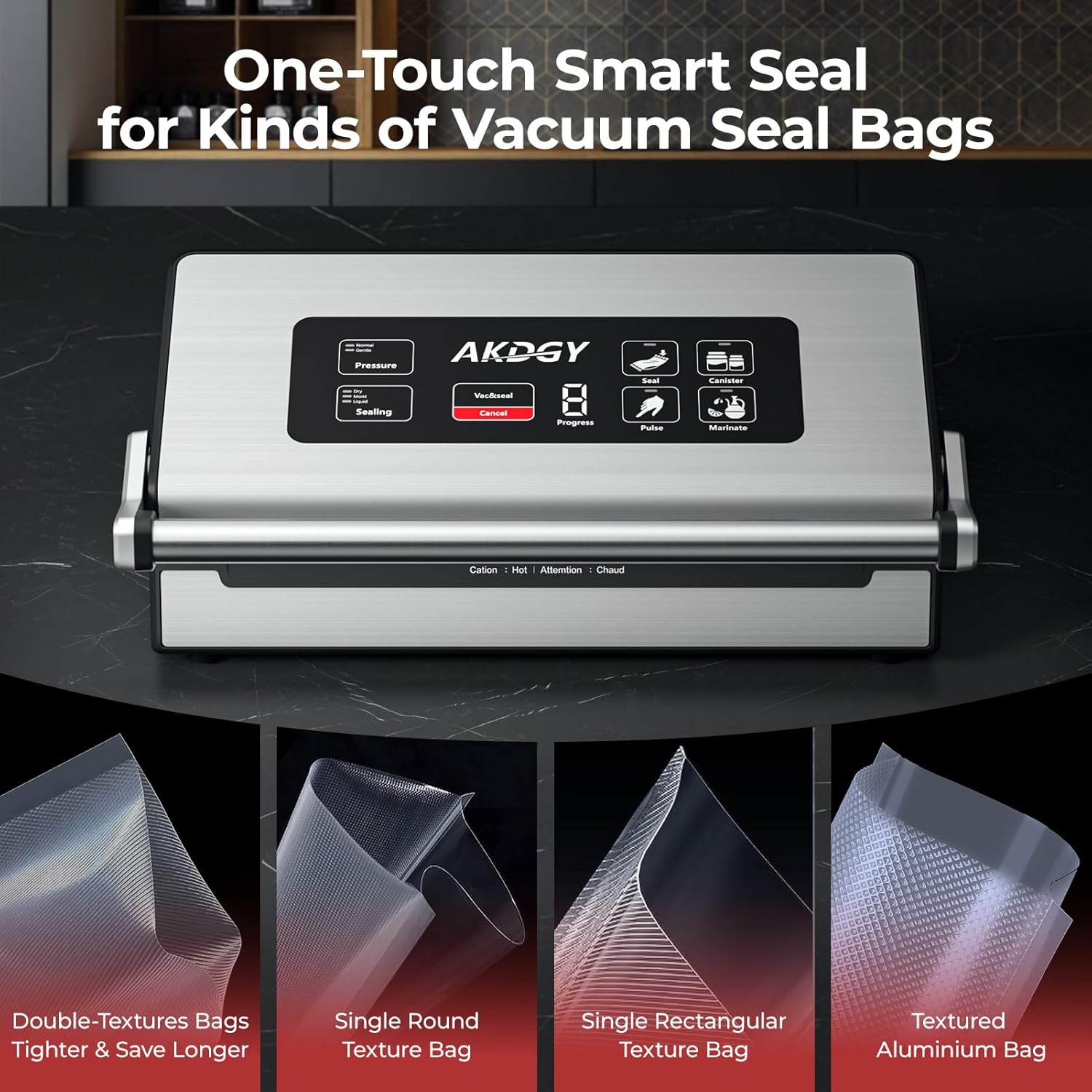 95Kpa Liquid Vacuum Sealer Machine, Full Automatic Food Sealer for Dry/Liquid/Moist Foods | Strong Suction | Digital Timer | One-Touch Operation | Built-in Cutter & Bag Storage | Removable Drip Tray