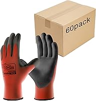 Vista 11 de COOLJOB Paquete de 12/60 pares de guantes de trabajo de seguridad a granel con revestimiento de poliuretano de agarre, guantes de punto sin costuras