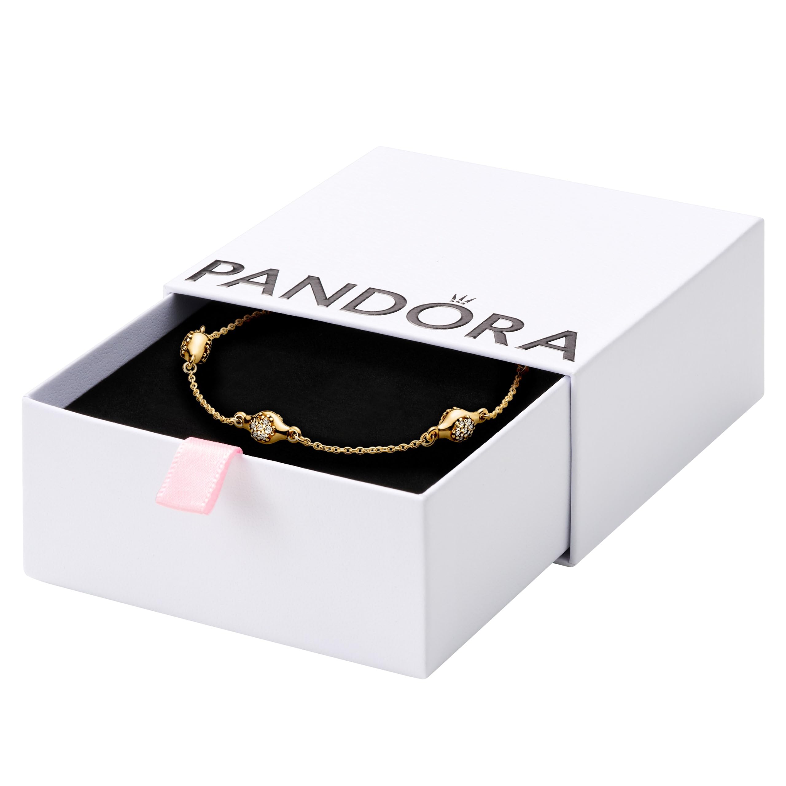 PANDORA Modern Lovepods Pavé Chain Bracelet - Features Shine & Cubic Zirconia - Gift for Her - 16 cm, With Gift Box