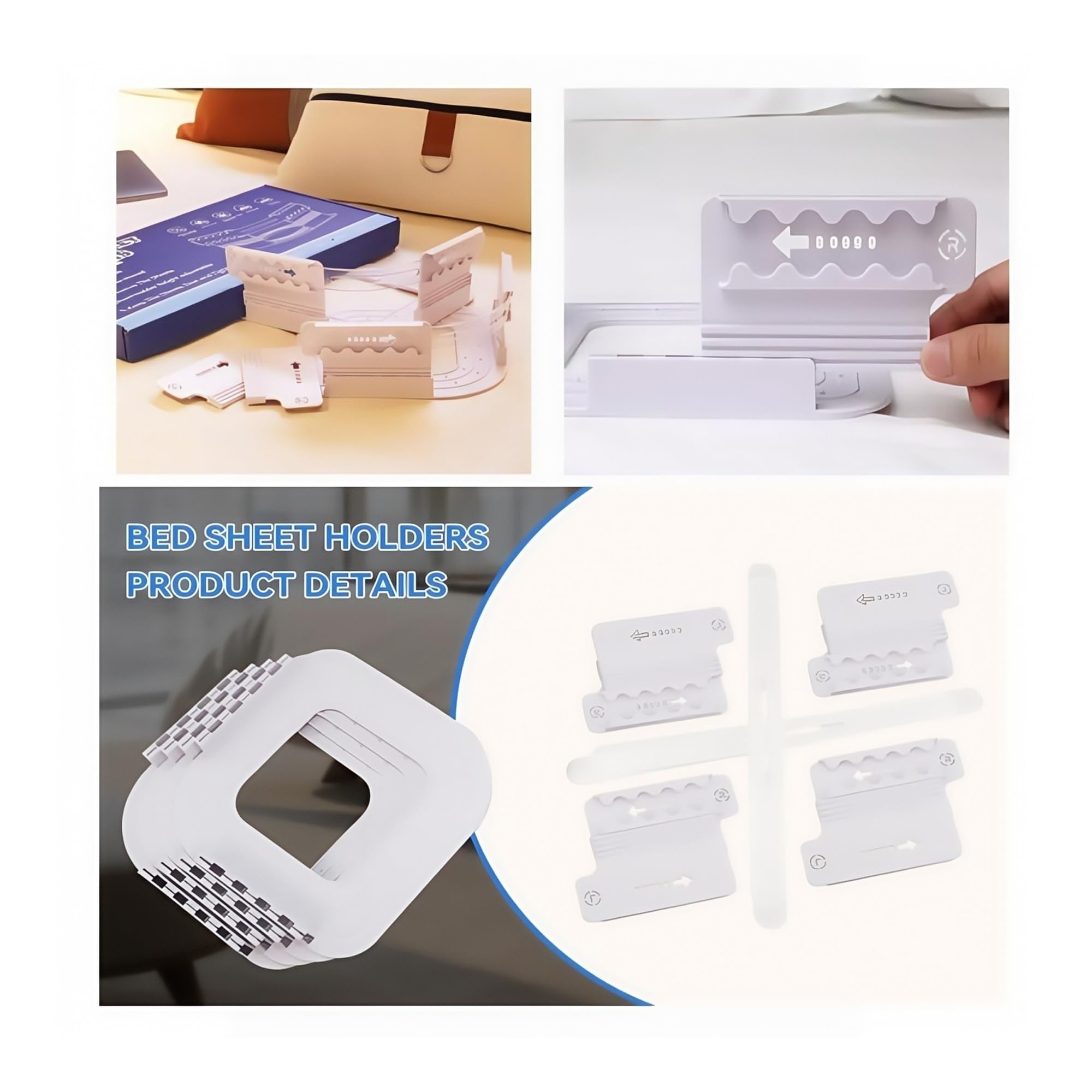 Generisch Verstellbarer Bettlakenclip, Rutschfester Befestigungsclip, Bettlakenclip kann das Bettlaken fest und fest halten(8pcs White)