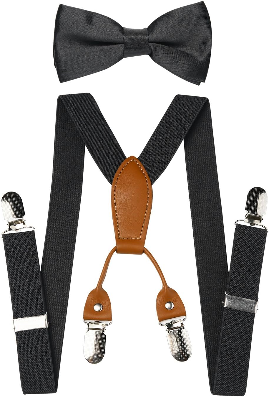 DUOPHYBabies Kids Toddler Adjustable Elastic Braces Suspenders and Bow Tie Set