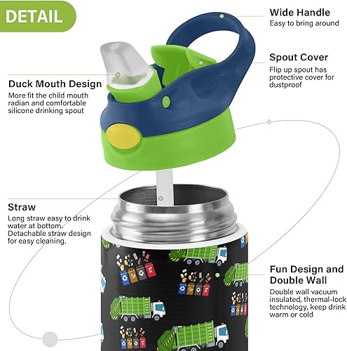 Miniatura 4 de Botella de agua de acero inoxidable para niños, botella de agua aislada al vacío de acero inoxidable de 12 onzas para niños, botellas aisladas al