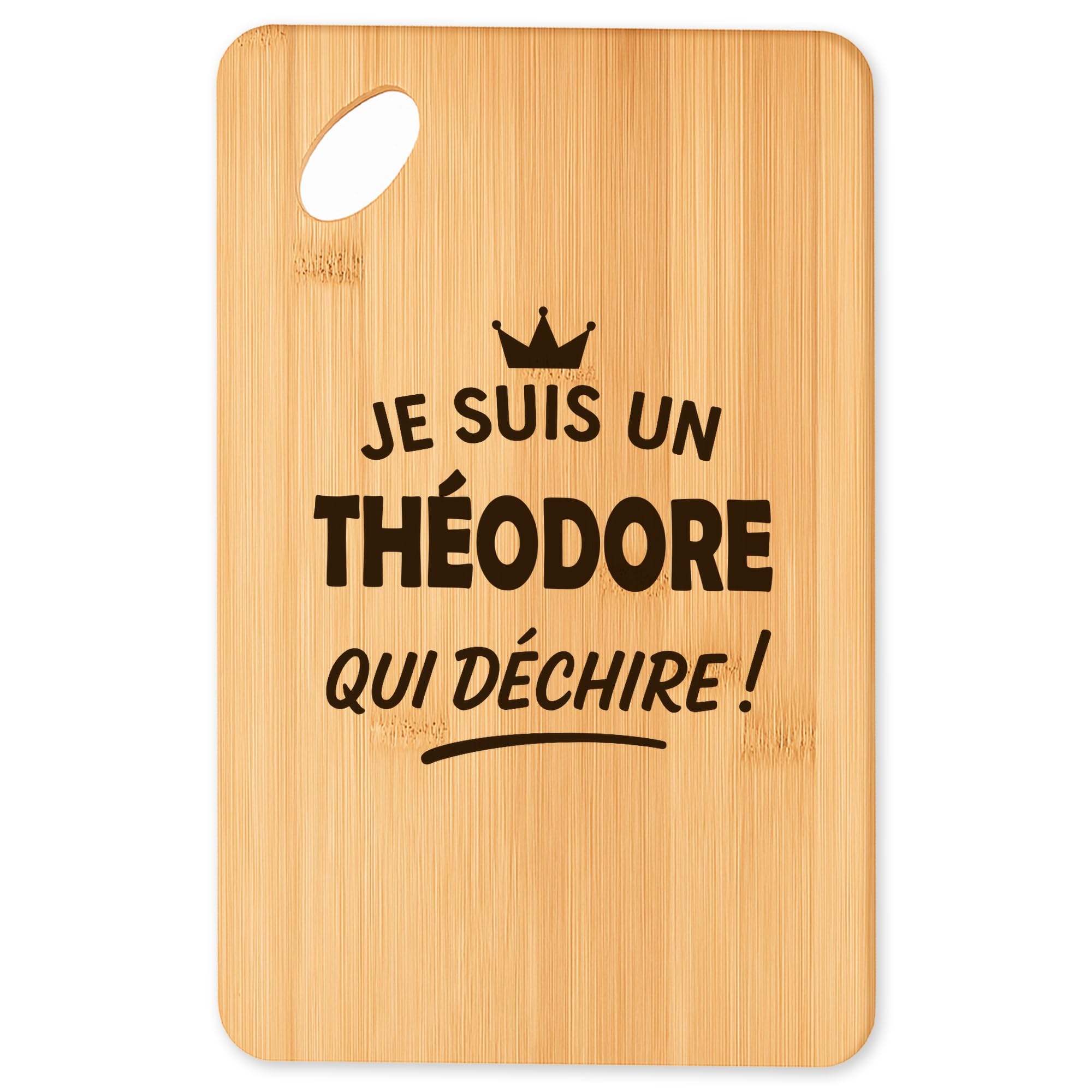 Cadeau original cuisine avec la planche Theodore 2 en bambou naturel
