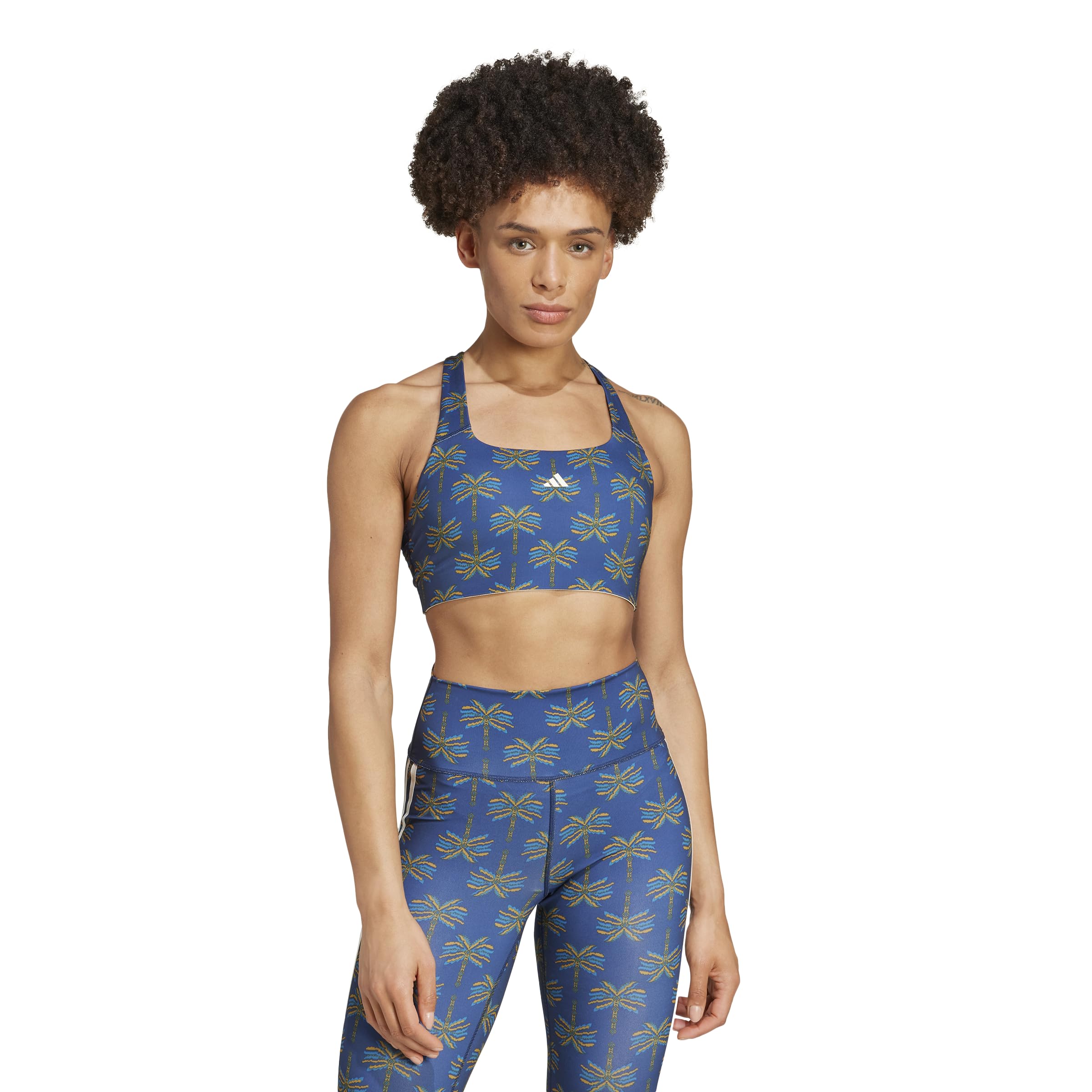 adidas Damski X Farm Rio Medium Support biustonosz sportowy, nocny indygo/granatowy/kremowo-biały, (S) A/B, Night Indigo/Dark Marine/kremowy, (Small) A/B