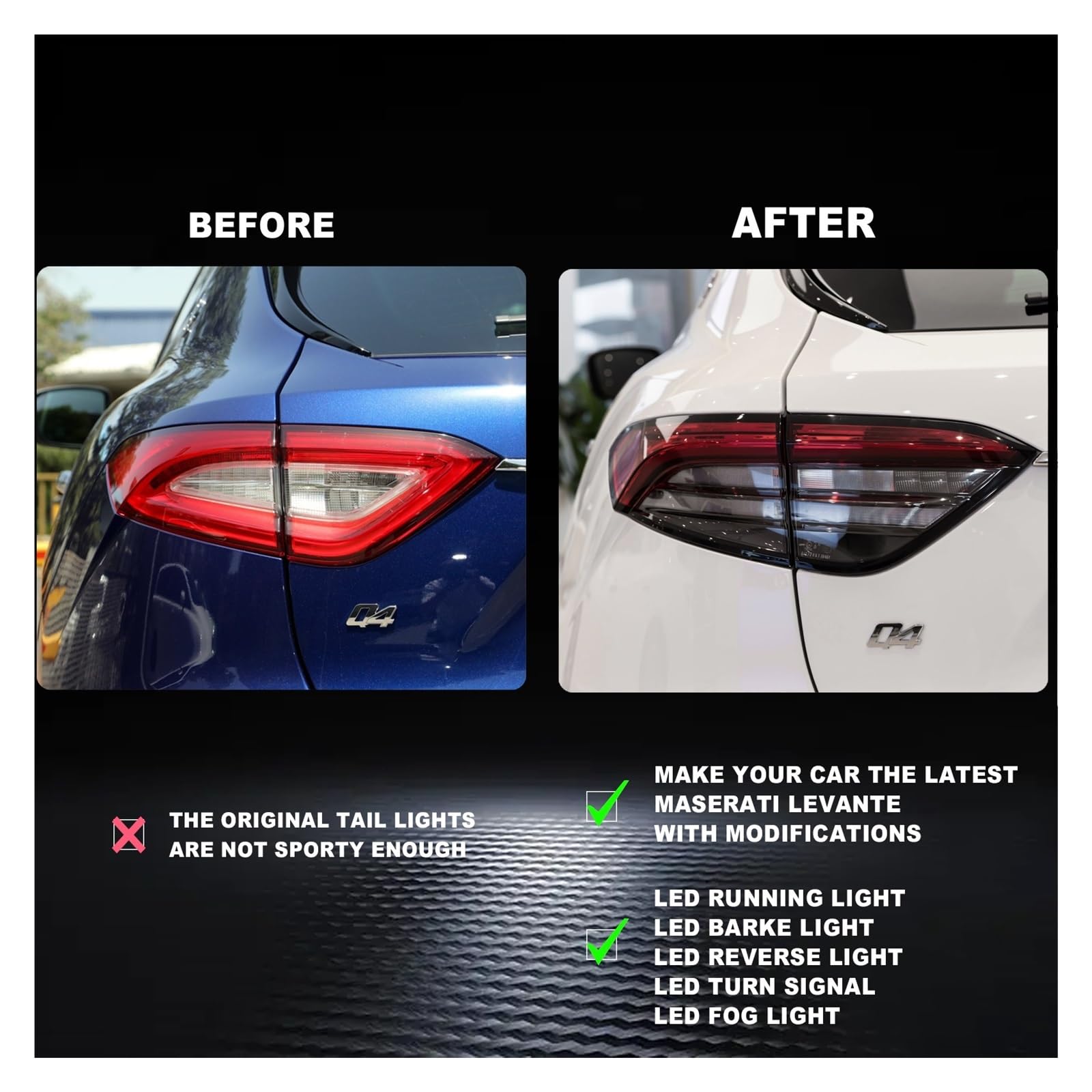 Car Lights Compatible With Maserati Levante Taillight 2017-2020 Tail Lamps Rear Turn Signal Brake Lights Car Accessories — view 3