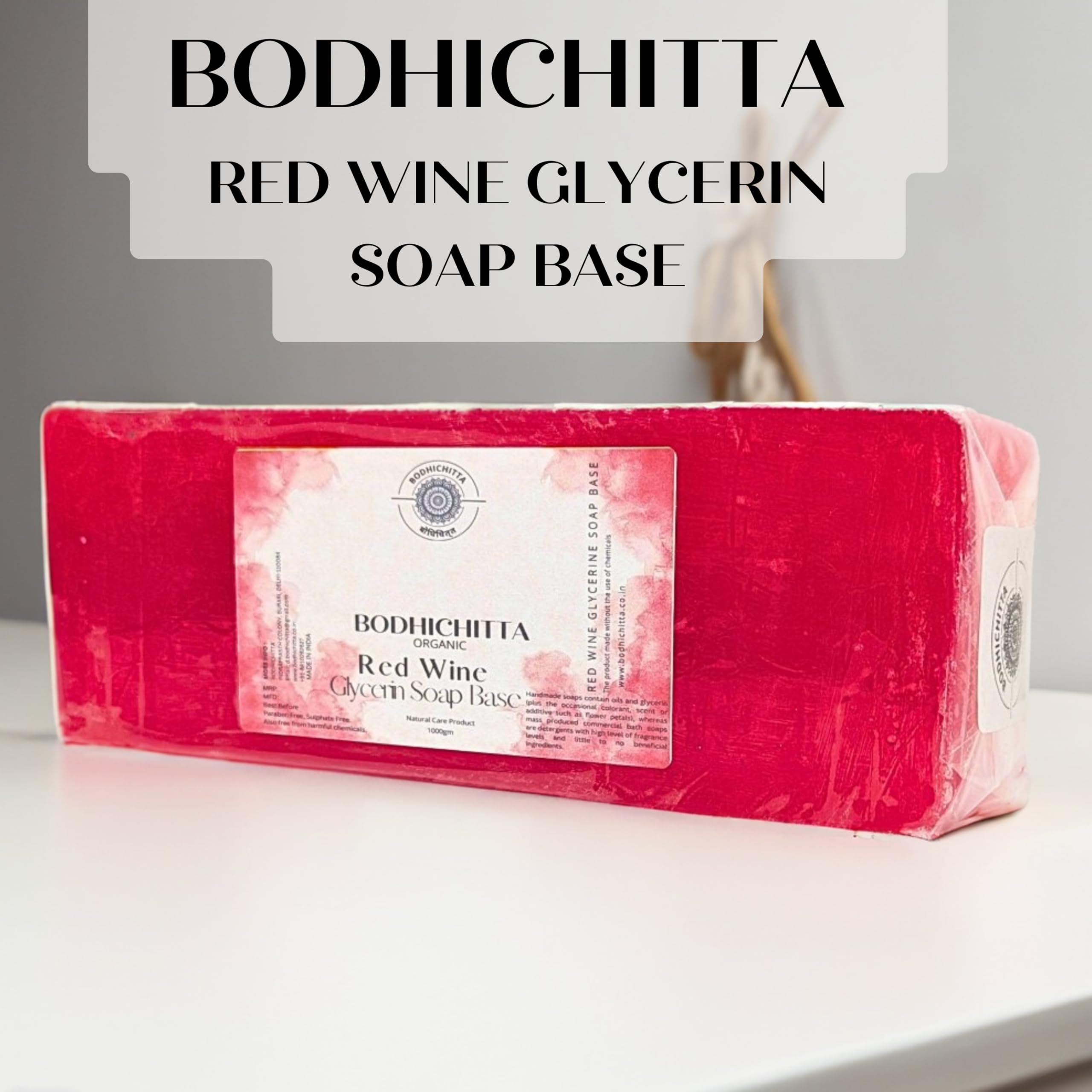 Bodhichitta Ultra Clear Transparent Glycerin Soap Base & Red Wine Soap Base for Glowing Skin Soap Base Combo for DIY Soap Making Pack Of 2 (1000g each) 2