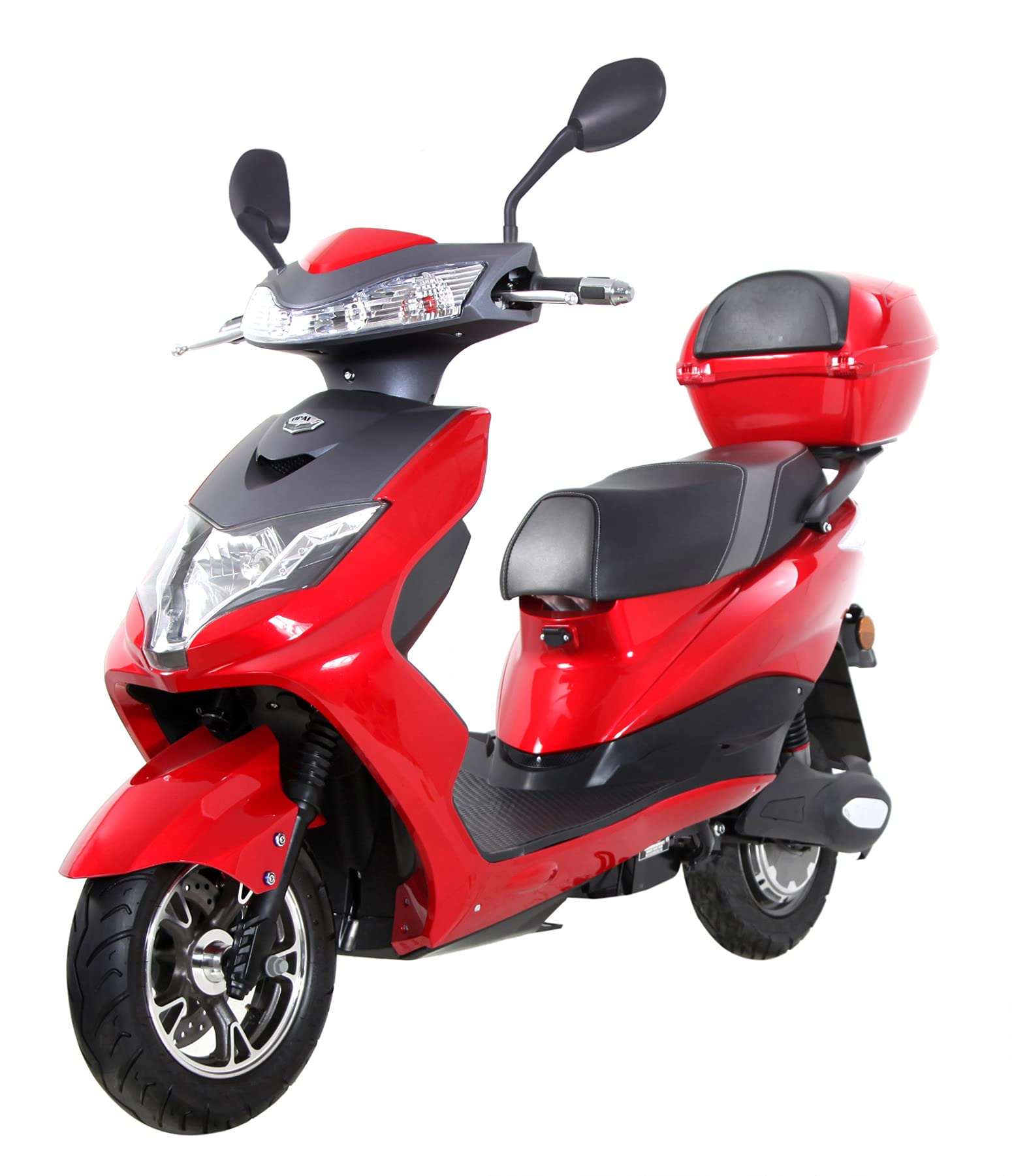 Elektroroller “Eagle Li”, 2000 Watt, 60 km Reichweite, Straßenzulassung, Lithium-Akku, Elektro Roller, E-Roller mit Sitz, Elektro Motorroller, Rot