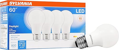 Miniatura 65 de Bombilla LED A19 SYLVANIA, 60 W = 8.5 W, no regulable, acabado esmerilado, 800 lúmenes, 2700K, blanco suave, paquete de 12 (74469)