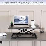 VIVO Ultra-Slim Single Top Height Adjustable Standing Desk Riser, Compact Sit Stand Desktop Converter for Monitor or Laptop, Black, DESK-V001J