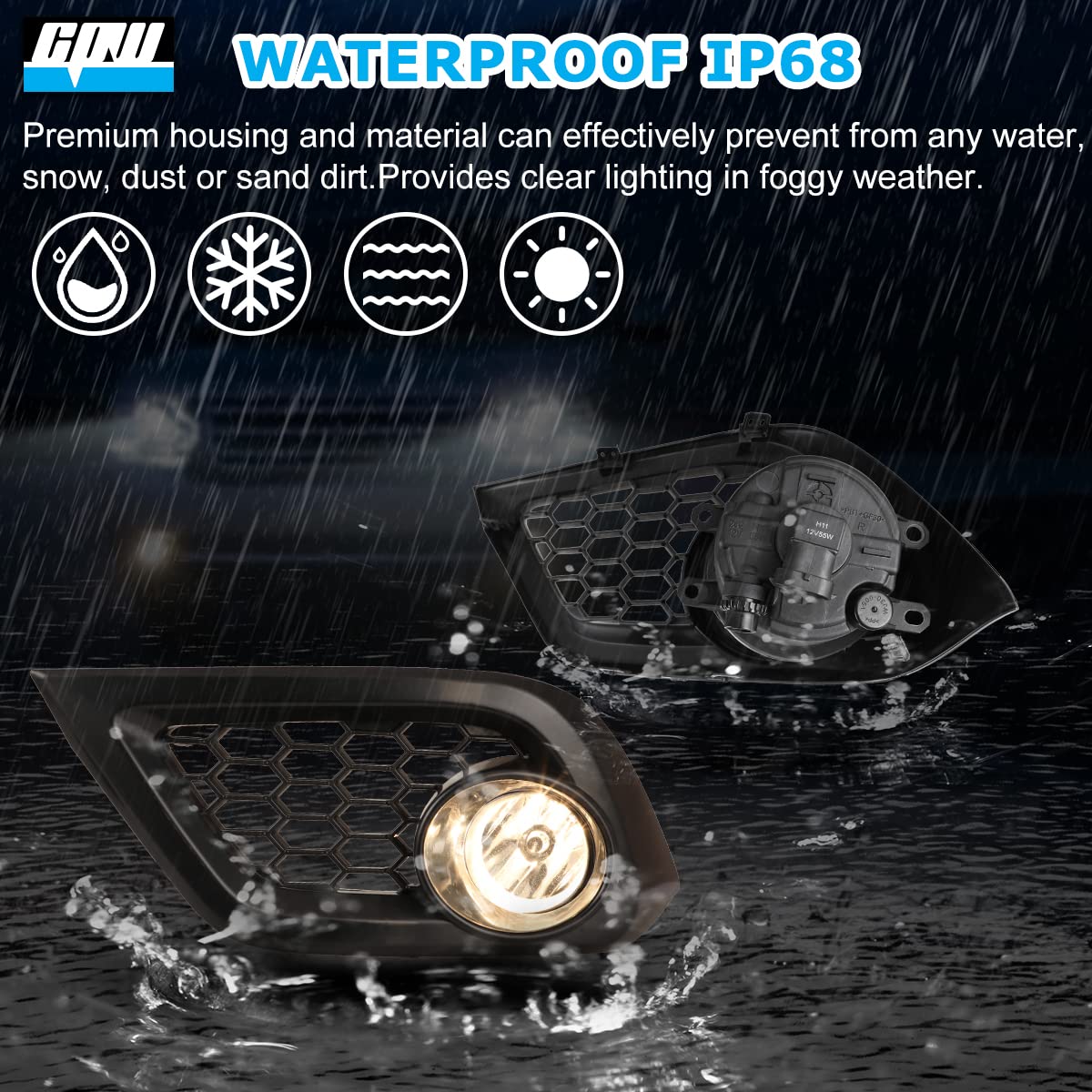 CPW OEM Fog Lights Assembly Fit For 2016 Scion IM, Driver & Passenger Driving Fog Lamps Fit For 2017 2018 Toyota Corolla IM w/H11 Halogen Bulbs + Wiring Harness + Switch (Black Housing Clear Lens)