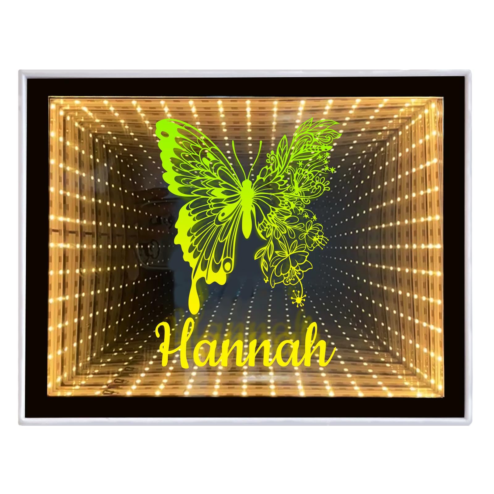 Personalised Infinity Mirror Customized Your Name, Desktop LED Night Light Makeup Mirror 2 in 1, Creative Customized Gifts for Couple, Family, Friends, Home Decoration Bedroom Office Living Room