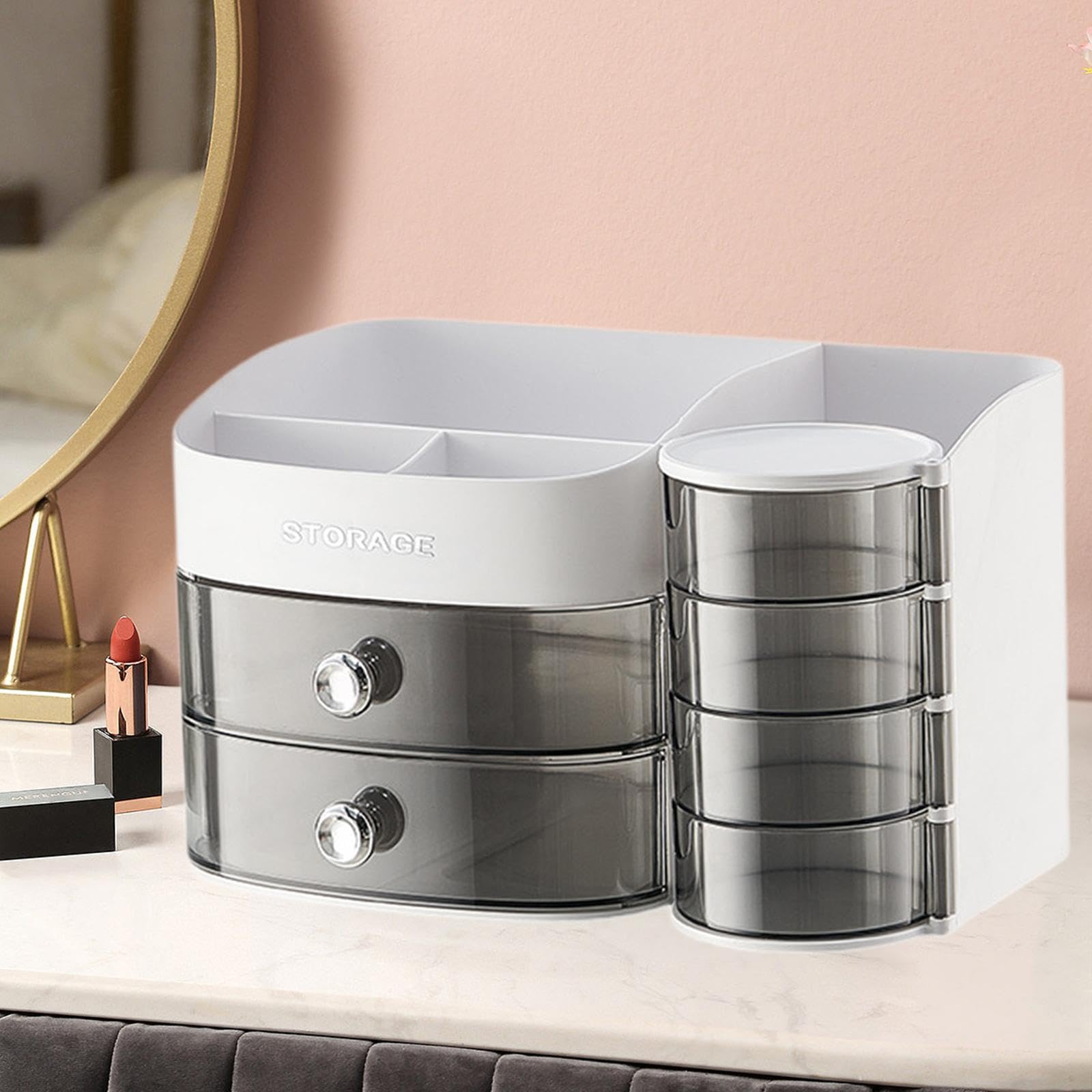 BNF® Makeup Organizer Dustproof Table Display Stand for Dresser Bookshelf Bedroom White|Home & Garden |Household Supplies & Cleaning|Home Organization|Storage Boxes 4