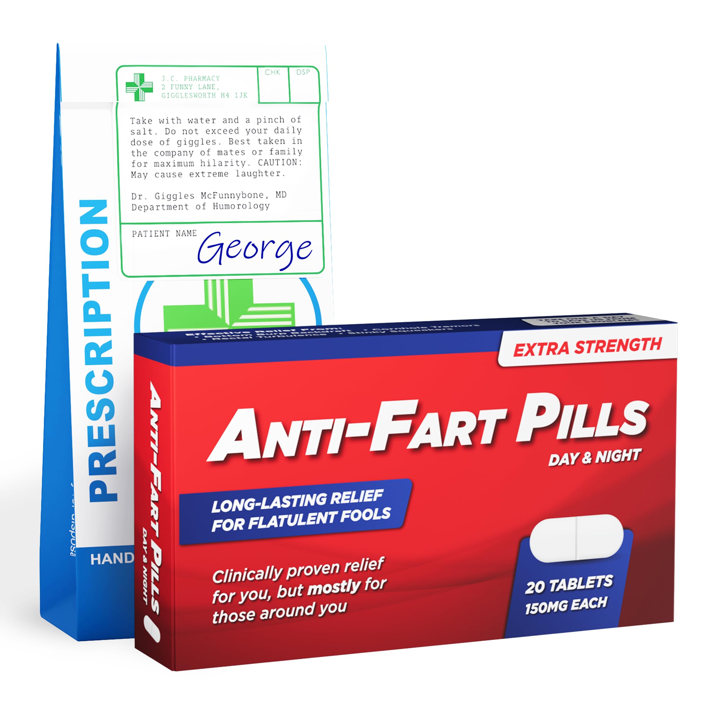 Anti-Fart Pill Box Prank Set - Funny White Elephan