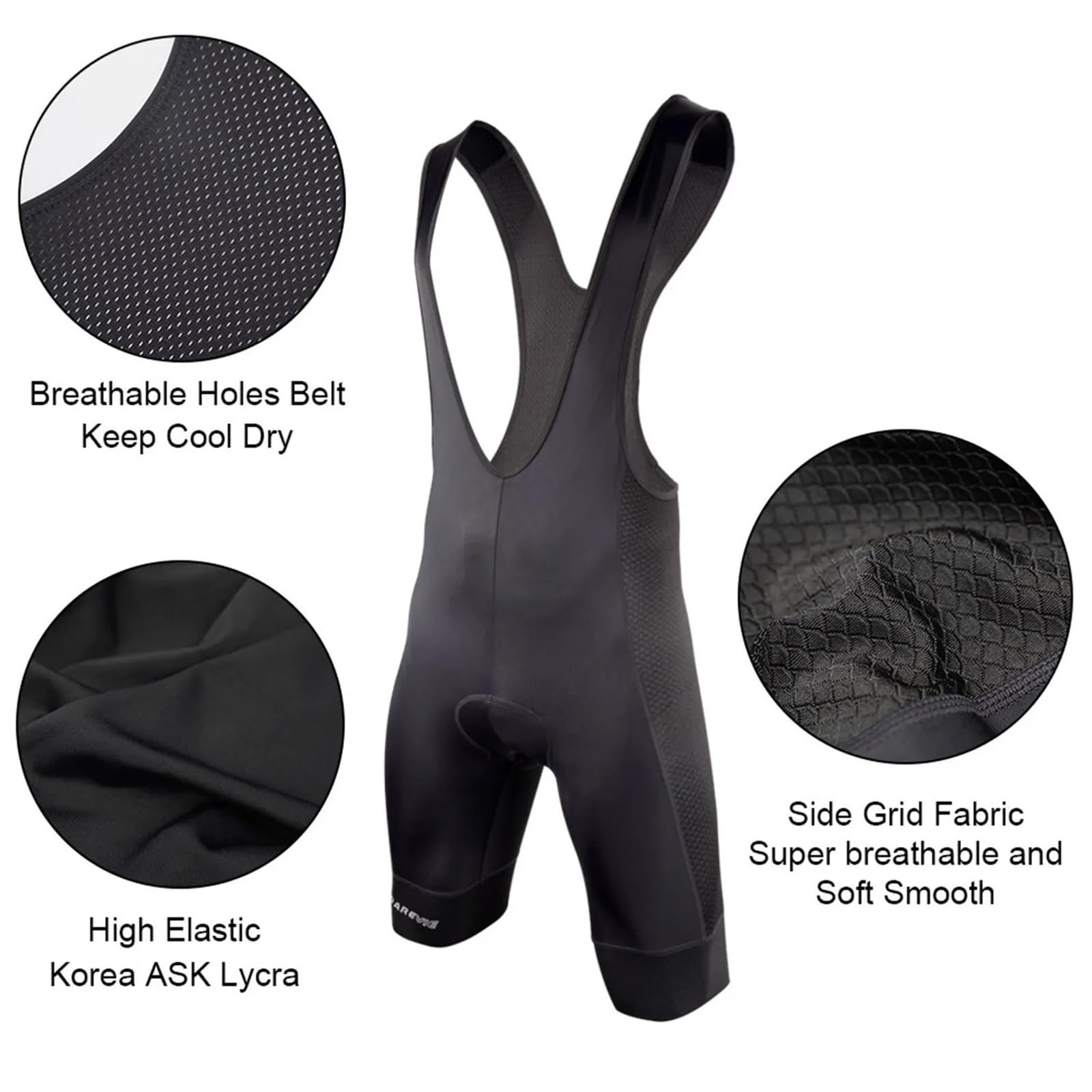 Salopette Ciclismo Uomo Pantaloncini da Ciclismo con Bretelle e Imbottitura in Gel 3D Uomo, Pantaloncini Traspiranti