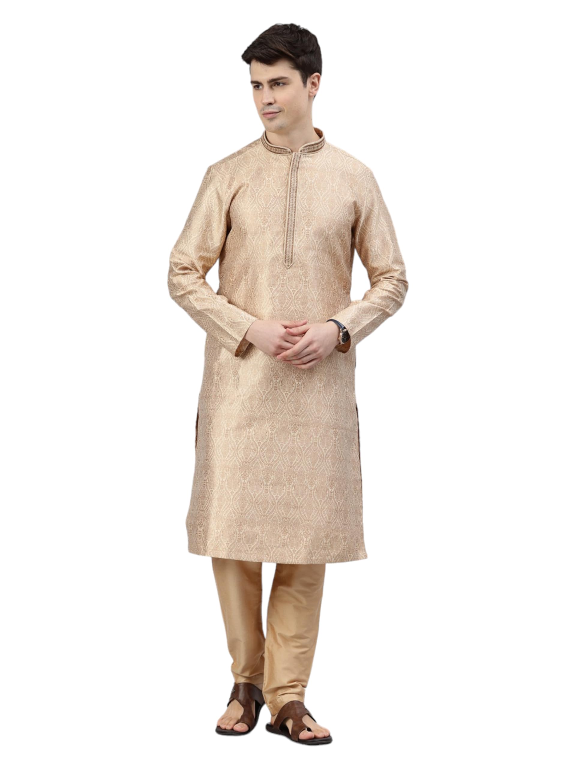 Self design Kurta Pyjama Set for Men-image-35
