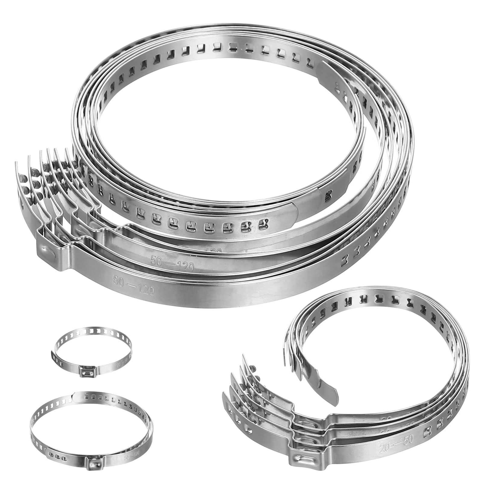 12 Pcs CV Boot Clips, CV Boot Clamp Kit, 20-50mm 50-120mm Adjustable Stainless Steel Hose Clamps, Hose Clips, Drive Shaft Joint Pipe Clamps for Most Cars, HVAC, Air Conditioning Systems