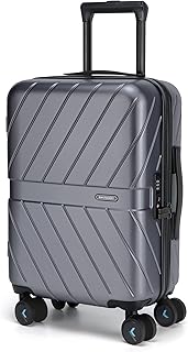 Carry On Luggage 22x14x9 Airline Approved, 1OO% PC Lightweight Carry On Hardside Suitcase, 20 Inch Hard Shell Luggage with Spinner Wheels, Waterproof Rolling Suitcase, Silver Gray