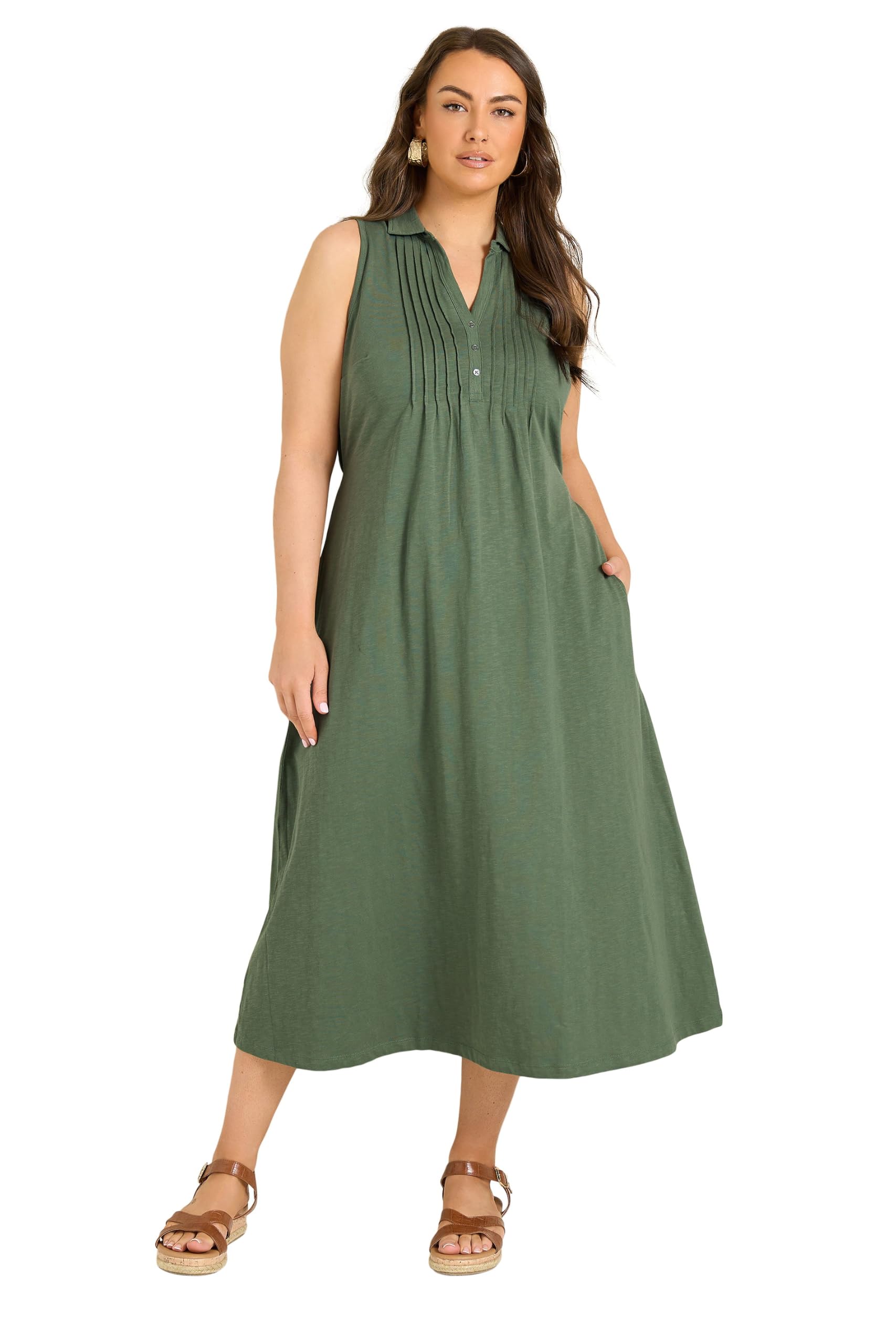 EVANS Curve Green Henley Maxi Dress - Women's - Plus Size Curve