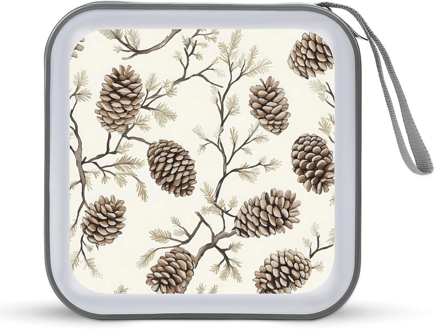 Pine Cones Spruce Branches Protective CD Case Storage Rack 40 Capacity DVD Holder Organizer Car Travel