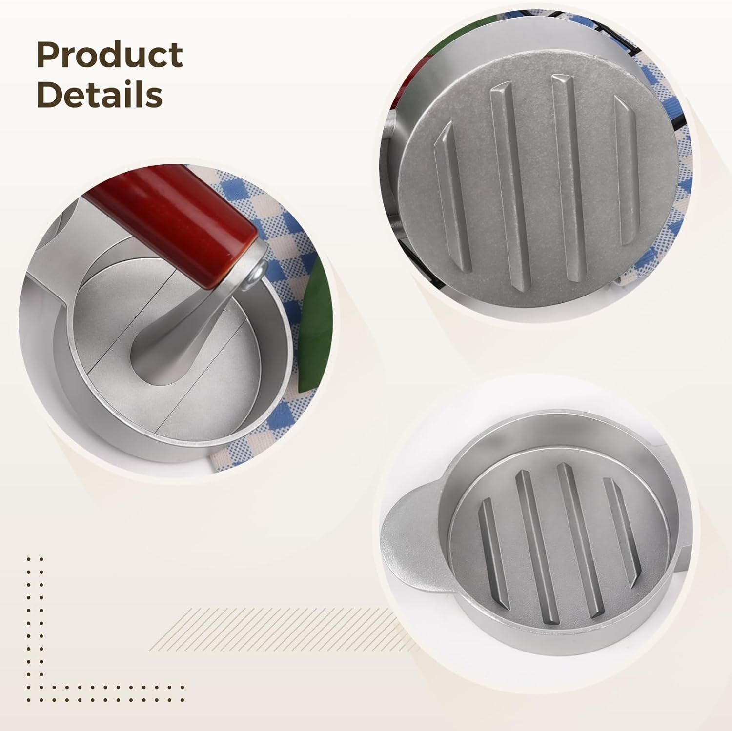 3-In-1 Burger Press Mold With Wooden Handle And 100 Patty Papers, Aluminum Alloy Non-Stick Patty Maker For Grill And Kitchen Use