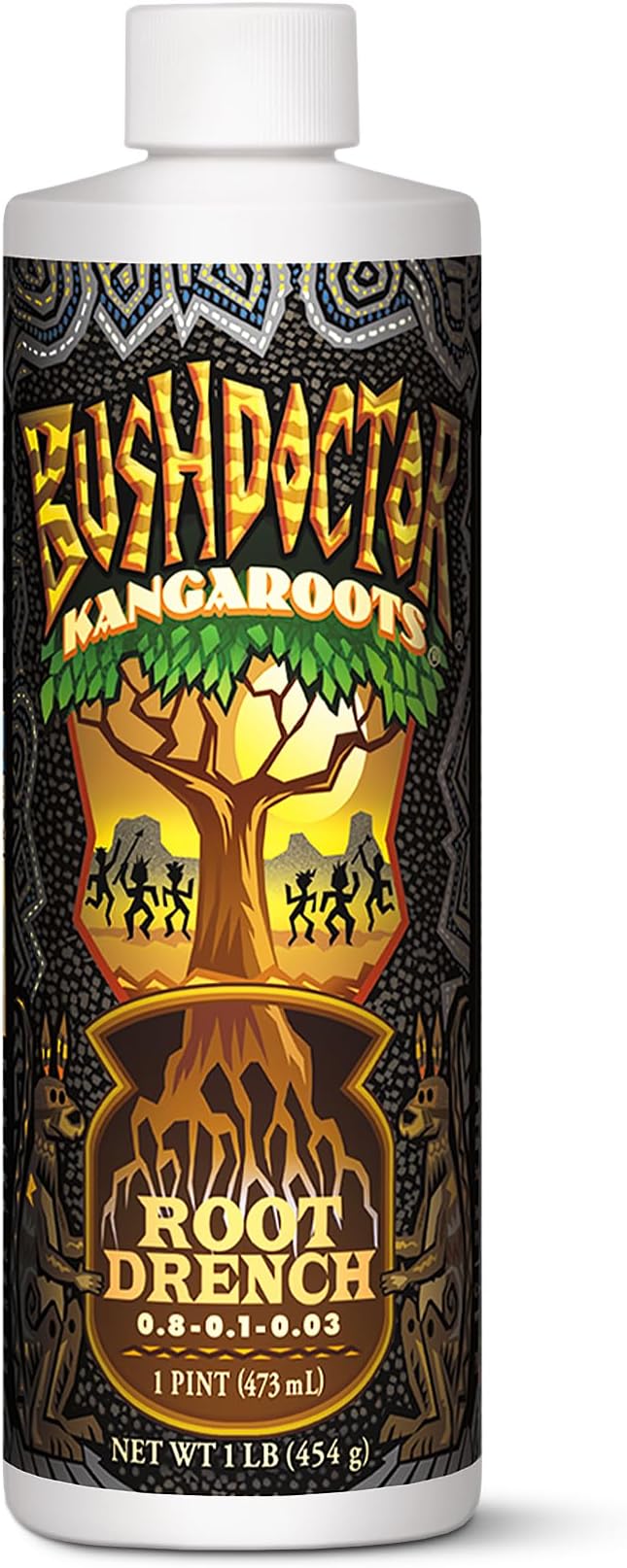 Foxfarm Bushdoctor Kangaroots Liquid Root Drench - Root Inoculant to Develop Root Mass, Full of Microbes and Nutrients Formula for Hydroponic & Soil Application - NPK 0.8-0.1-0.03 (Pint)