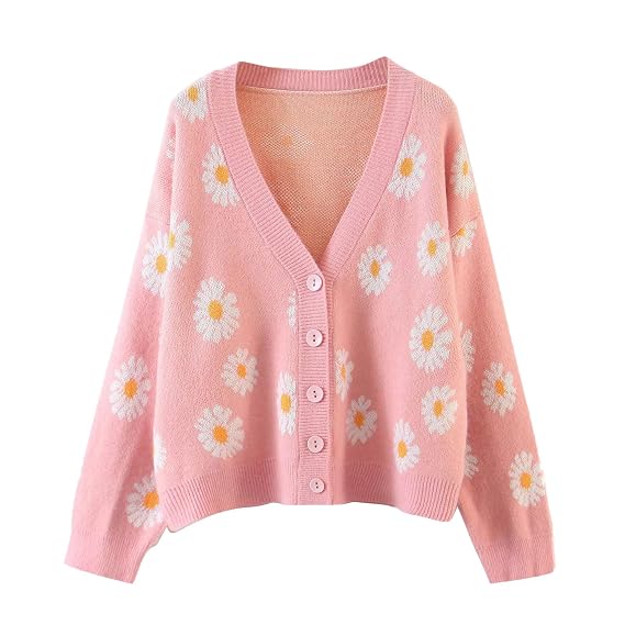 Buy RUEWEY Women's Acrylic V-Neck Sweater (Pink_Free Size) at Amazon.in