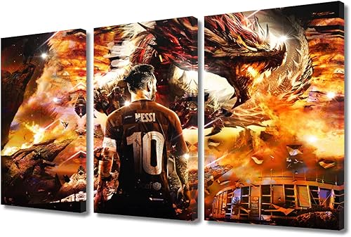 Miniatura 214 de TISHIRON 3 paneles CR7 Cristiano Ronaldo - Póster en lienzo para decoración de pared, pelota deportiva, casa moderna, para club, arena, sala