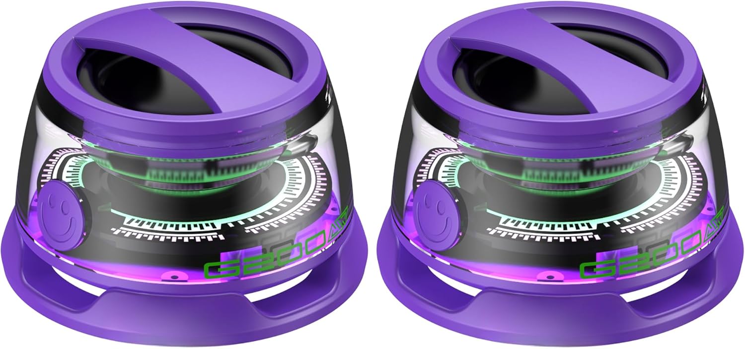2 Pcs G200 Magnetic Bluetooth Speaker,Multifunctional Portable Mini Speaker with RGB Color Light Show-3D Surround Sound Effect,Phone Stand for iPhone, Android, TWS Pairing (Purple + Purple)