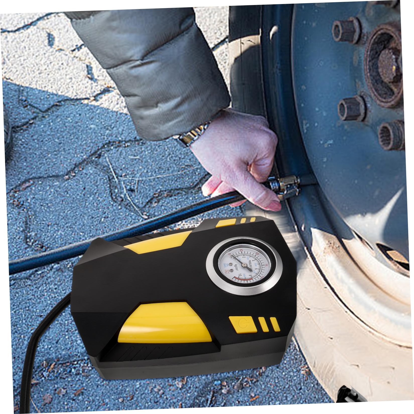 Compressore d'Aria Portatile Pompa per Pneumatici in ABS Display Digitale Gonfiaggio Regolabile per Auto e Moto per Veicoli di Varie Dimensioni
