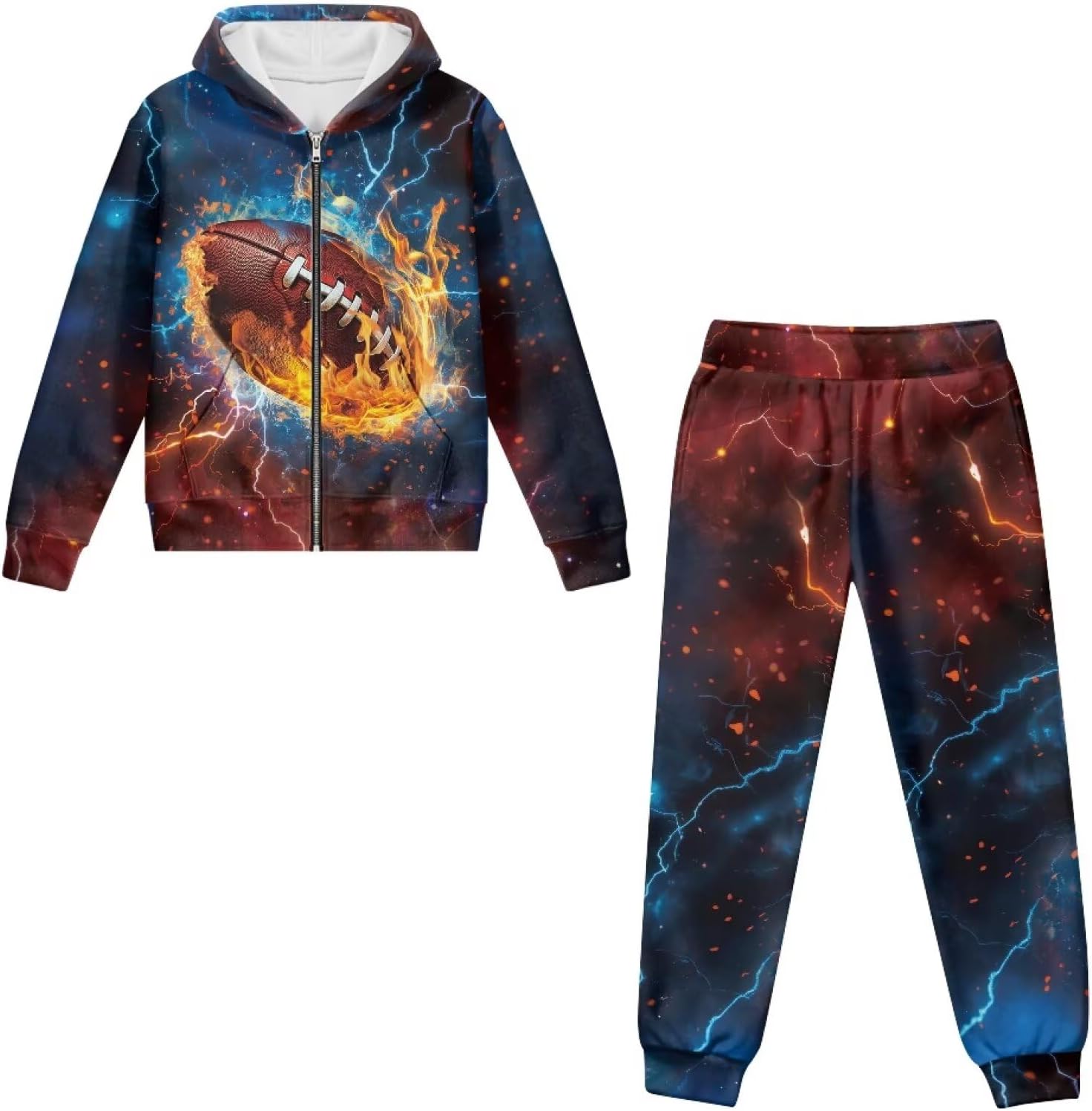 Boys Athletic 2 Piece Soft Fleece Hoodie Joggers Sweatsuit Activewear Set Workout Outfits Age 6-15Y