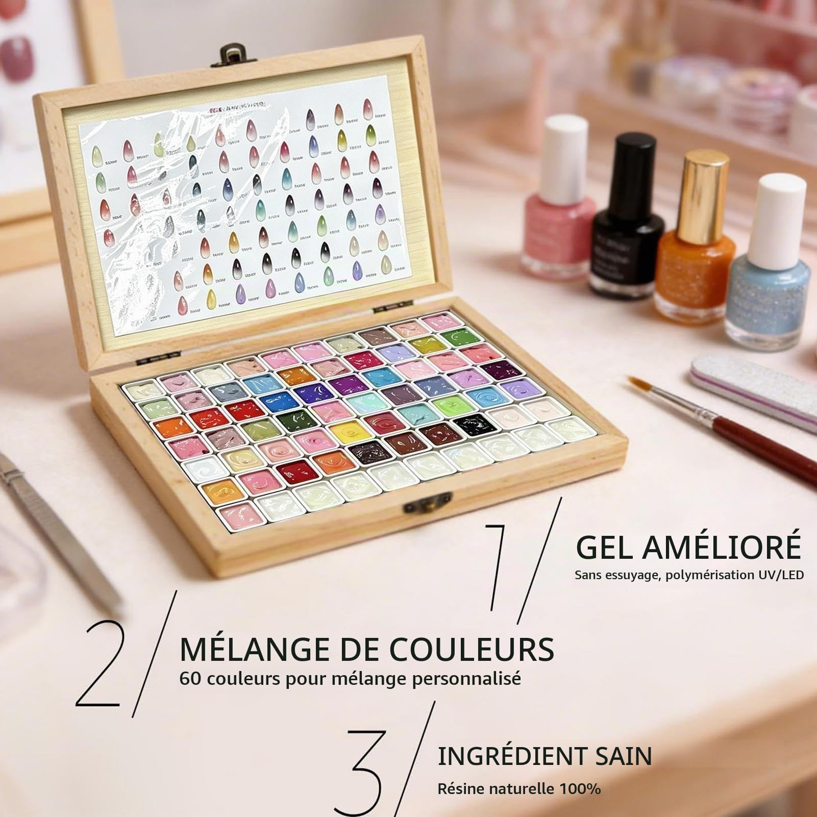 Peinture Gel Pour Les Ongles,Palette De 70 Couleurs Pour Manucure Française Par Tapotement,Gel de Peinture pour Ongles | Idéal Pour Soirée Spa Studio Salon Maison Voyage Débutantes Femmes Et