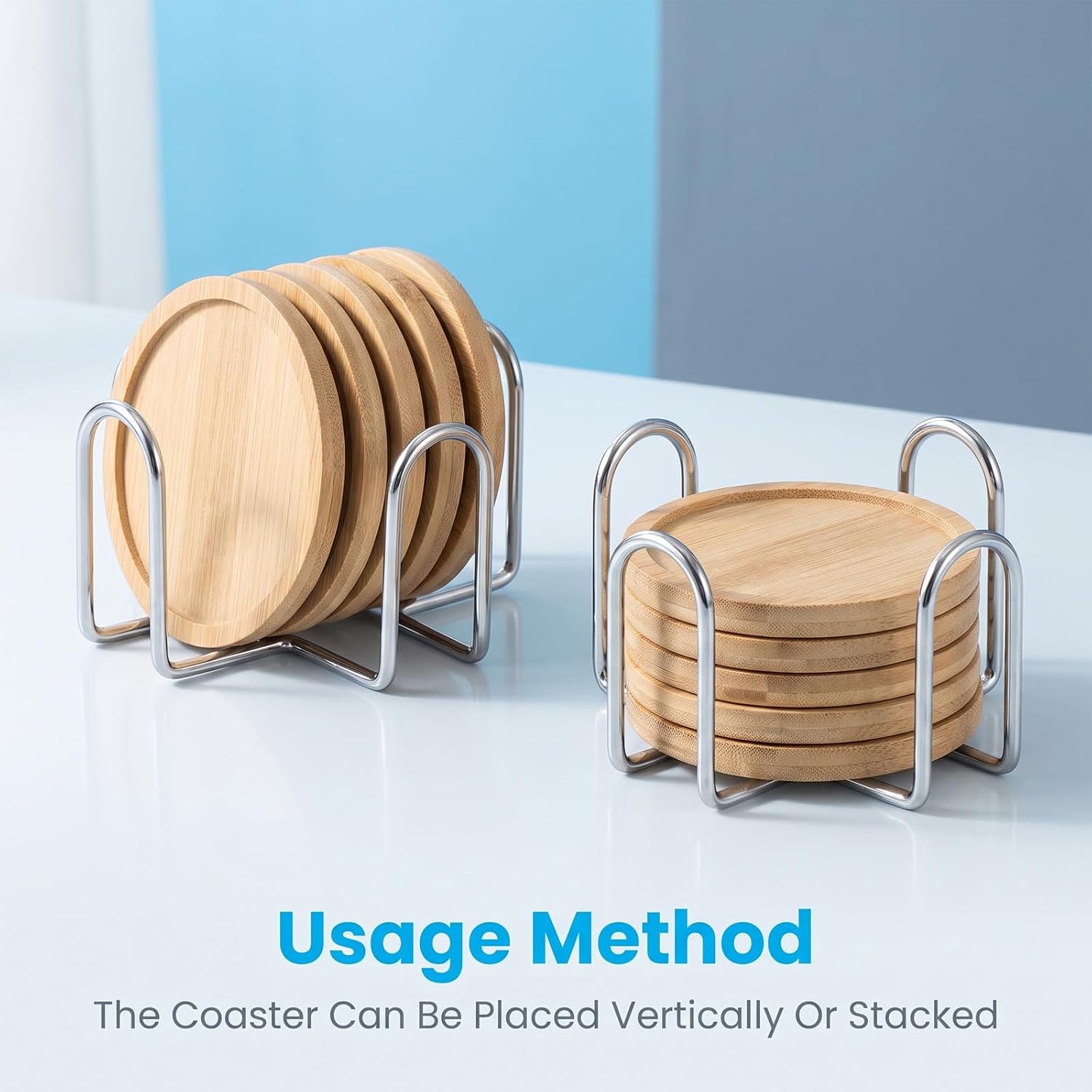 Square Coaster Holder, 4.5 X 4.5 X 2.4 Inch Silver Coaster Holders Without