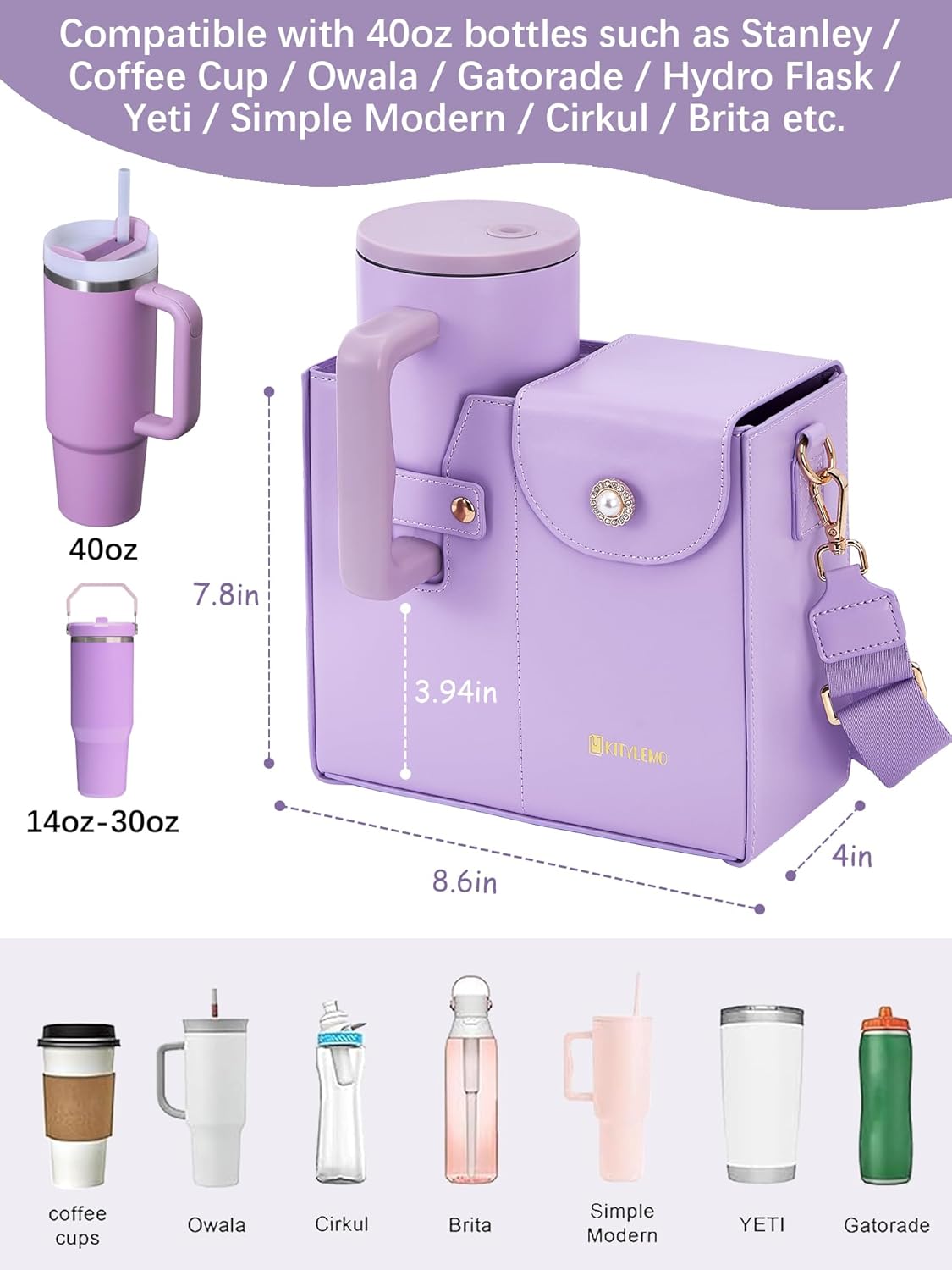 Stanley Cup Purse Holder 40 oz, Stanley Purse Cup Holder Bag for Tumbler, Purse to Hold Stanley Cup, Water Bottle Holder Bag, Crossbody Bag for Stanley