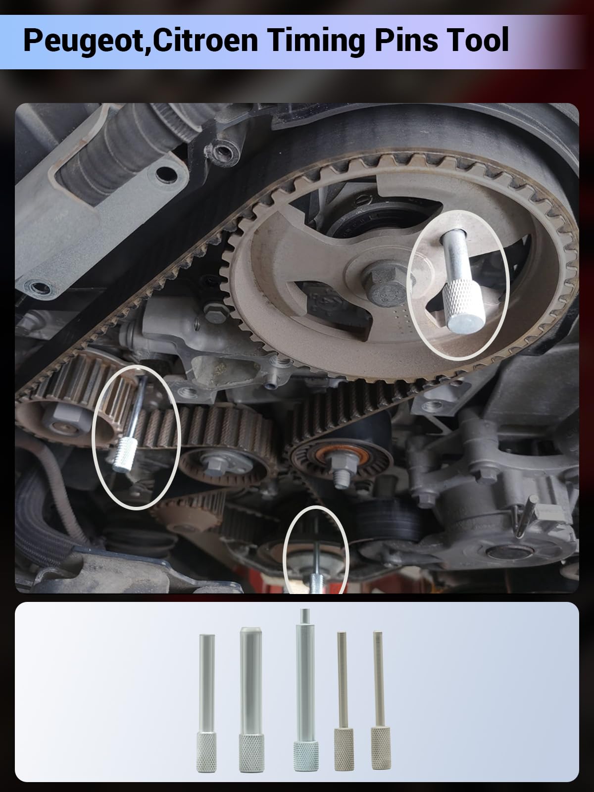 Kit D'outils de Réglage Moteur, Kit D'outils pour Courroie de Distribution, Compatible ave Citroën, Peugeot, PSA Diesel et Essence Dual TDI HDI PSA