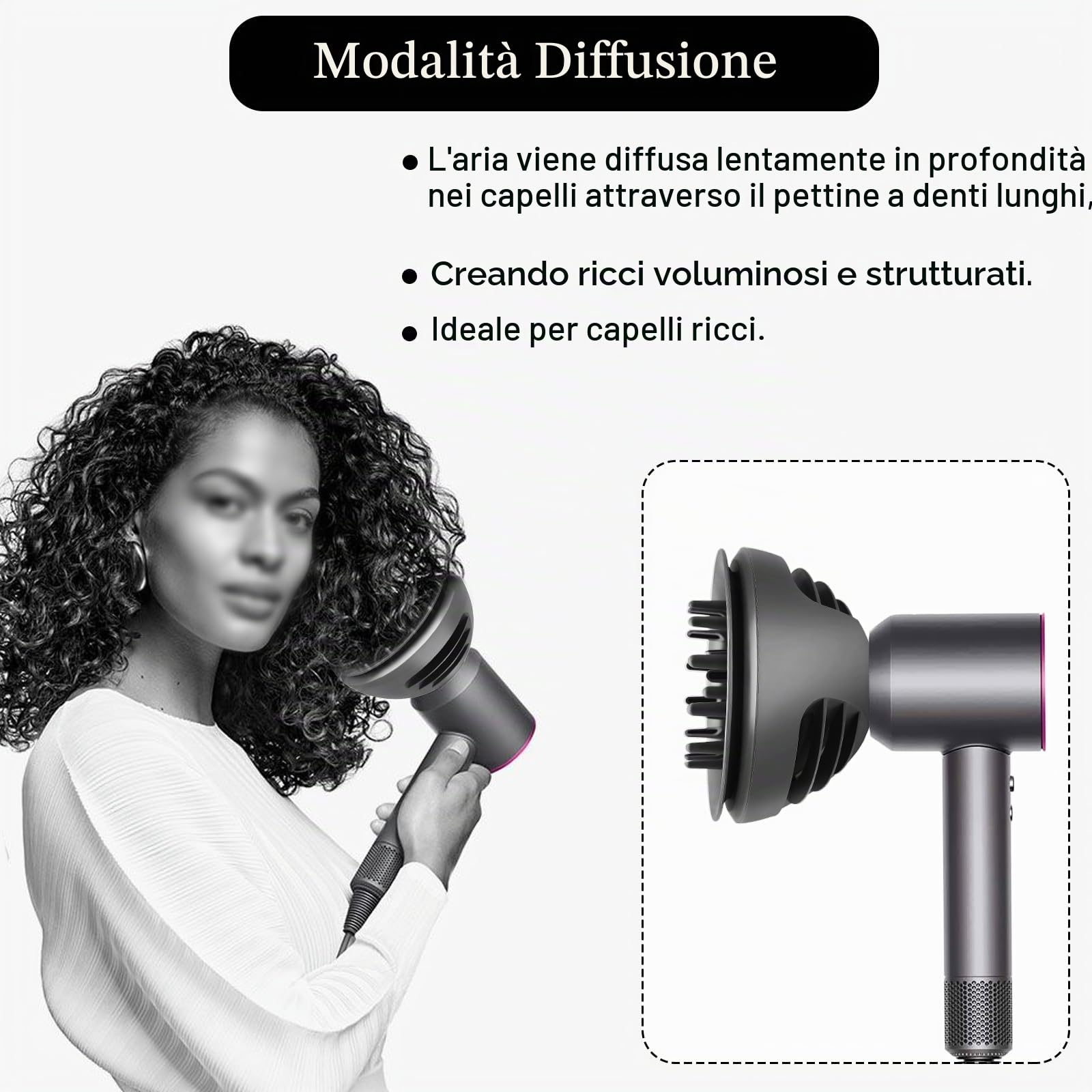 Diffusore Ugello Accessori per Dyson per Supersonic Asciugacapelli HD01 HD02 HD03 HD04 HD05 HD07 HD08 HD14 HD15, Onde e Ricci Diffusore Accessori