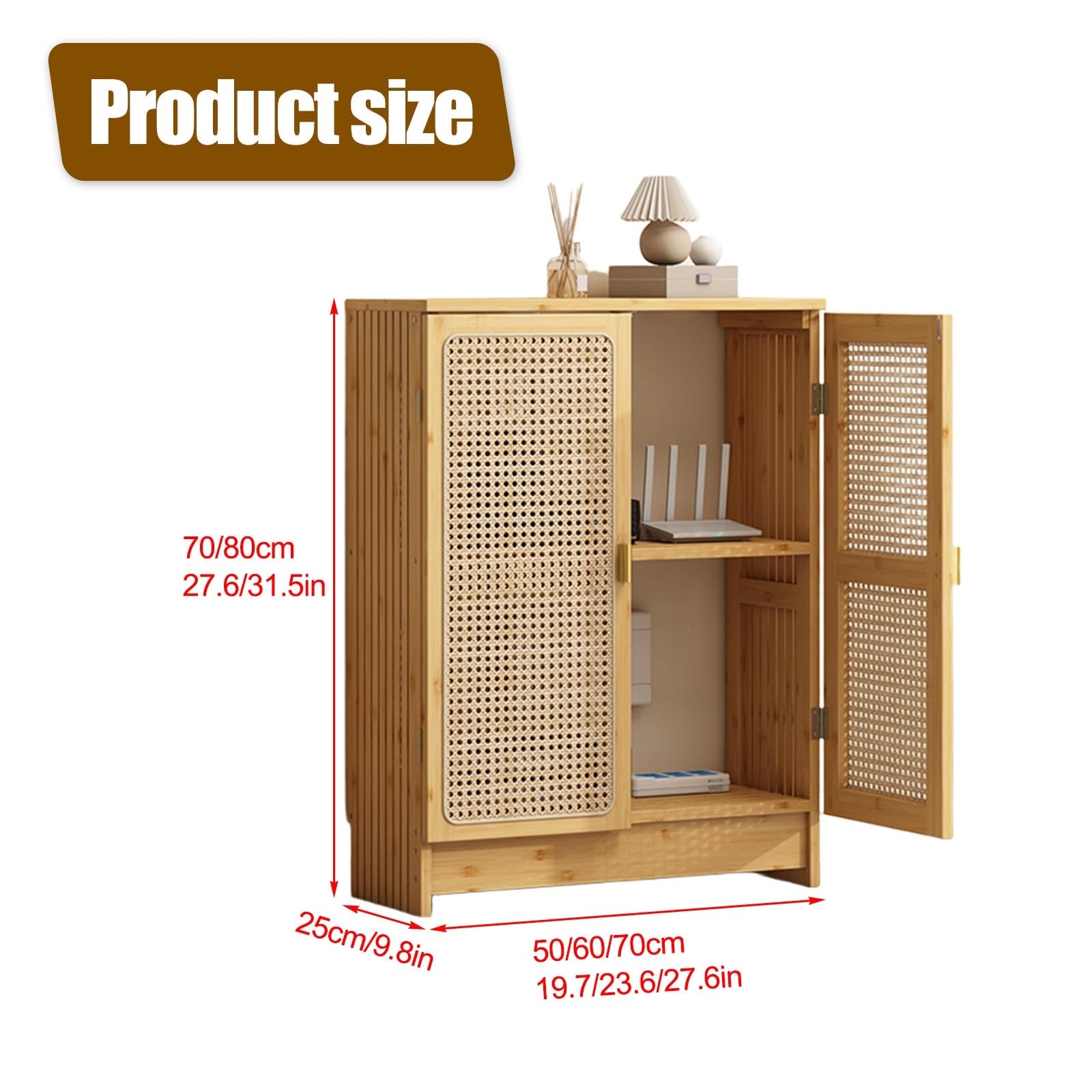 Pudełko do przechowywania routera domowego, router WiFi, półka do przechowywania multimediów, z listwą zasilającą i zarządzaniem kablami, ciemnobrązowa, 80 cm x 50 cm x 25 cm, idealna do domowego
