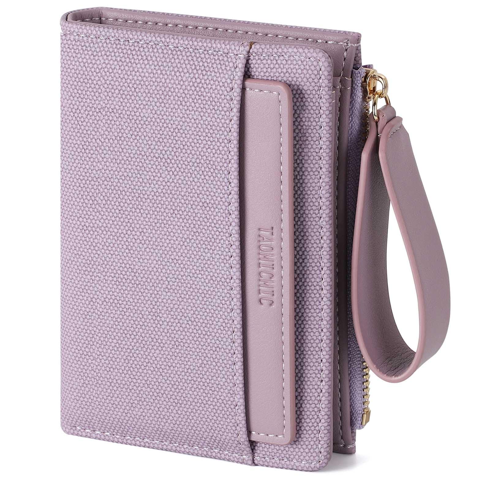 RRANCharltu Geldbörse Damen aus weichem Leder, Portemonnaie Damen klein Geldbeutel klein mit viele Kartenhalter Geldbörse mittelgroß mit Reißverschluss-Armband und Münzfach, Violett
