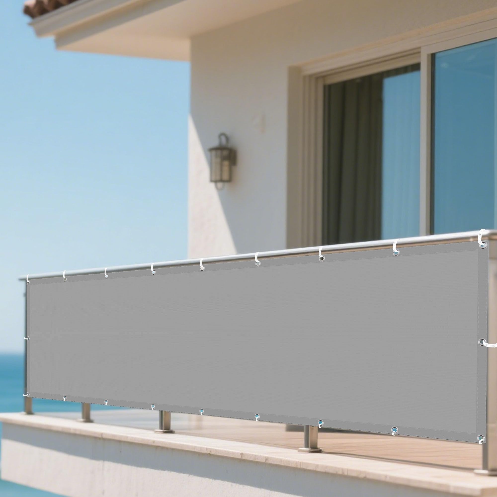 Toile d'ombrage 115x290 cm anti-UV en polyester haute densité pour un balcon ombragé
