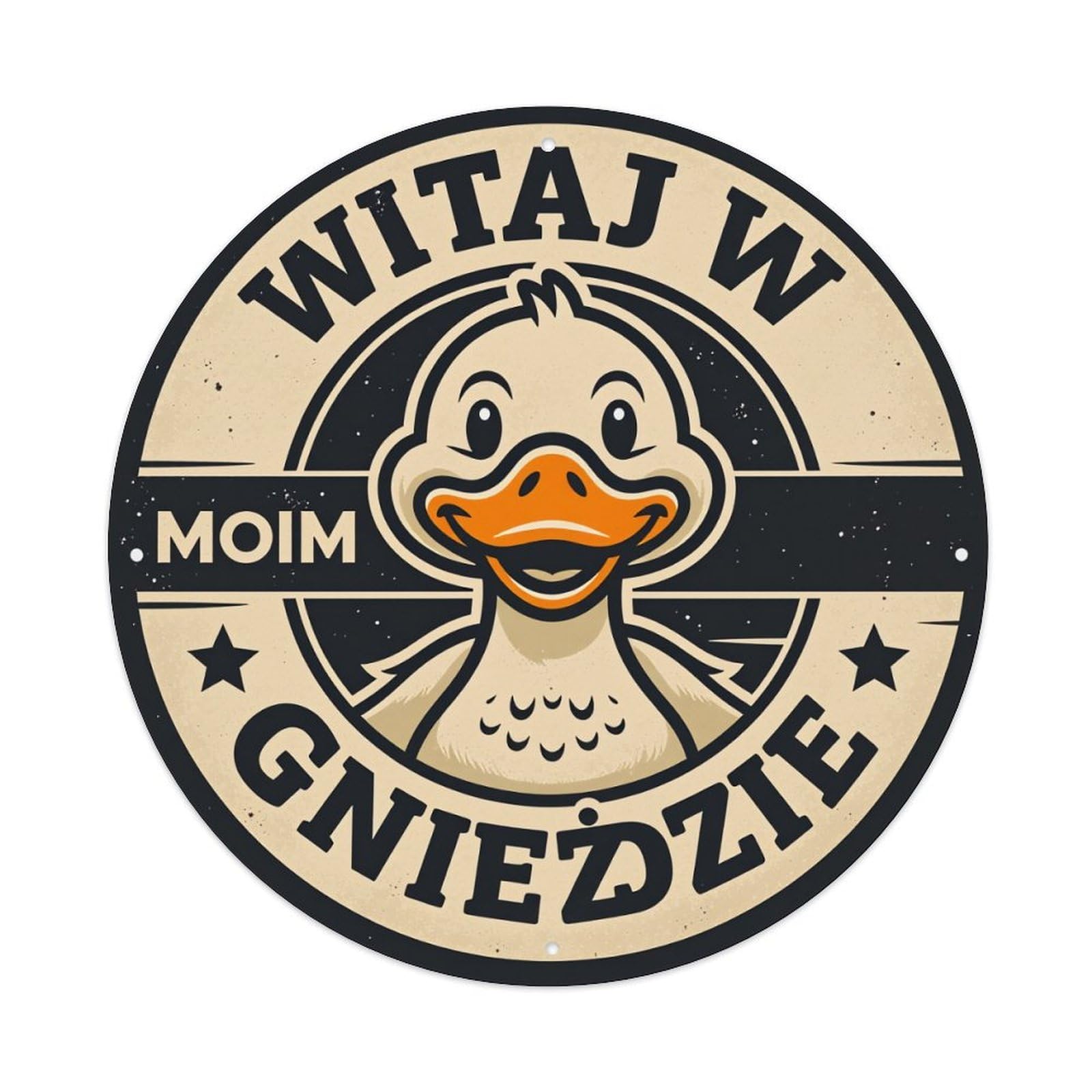 Duck Welcome Nest Sign Art Round Tin Sign Vintage Metal Poster Retro Bar, Home, Man Cave, Kitchen, Laundry Room Wall Art Decor Gift 8x8Inch