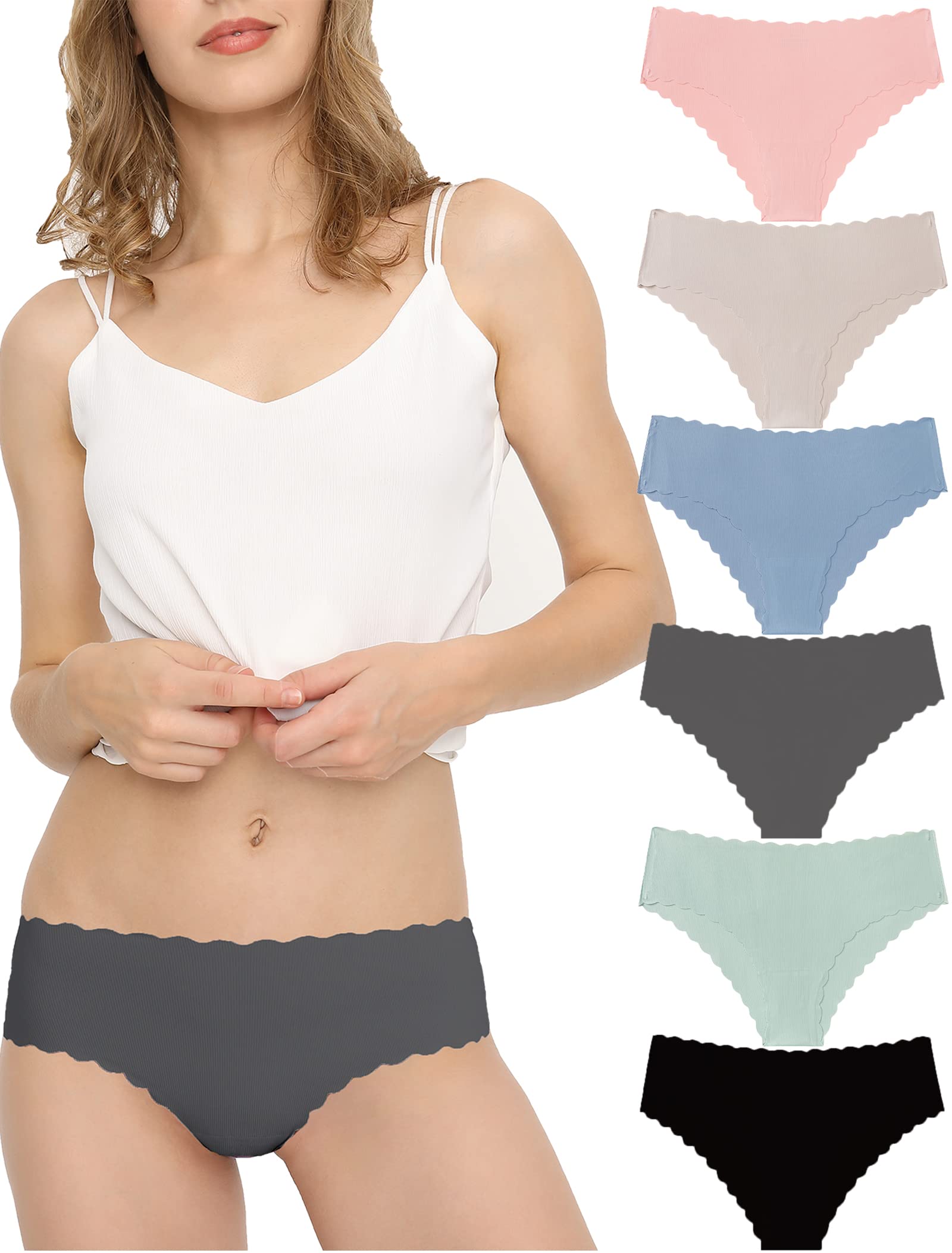 Donpapa Damen Unterwäsche Nahtlos Slips Seamless Panties Hipster Mikrofaser Bequeme Unterhosen Streifen Bikinis Taillenslips 3/6 Pack