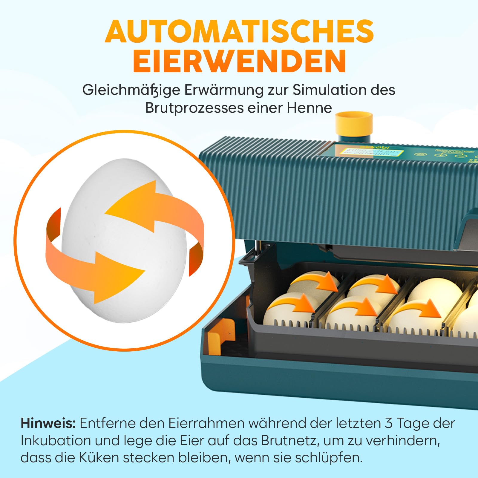 M10 Brutautomat Vollautomatisch mit Wendefunktion für 10 Eier
