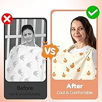 Vista 5 de Cubierta de lactancia con ventilador, delantal de lactancia ajustable transpirable, con cuello de arco para mujer, con clip de mini ventilador