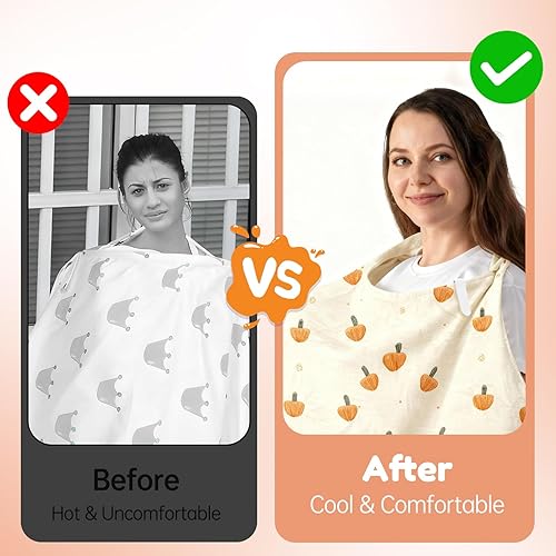Miniatura 5 de Cubierta de lactancia con ventilador, delantal de lactancia ajustable transpirable, con cuello de arco para mujer, con clip de mini ventilador