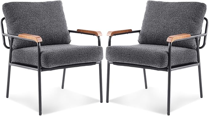 Sillón Tapizado Tela Lino Gris 2 Unidades miniatura 9