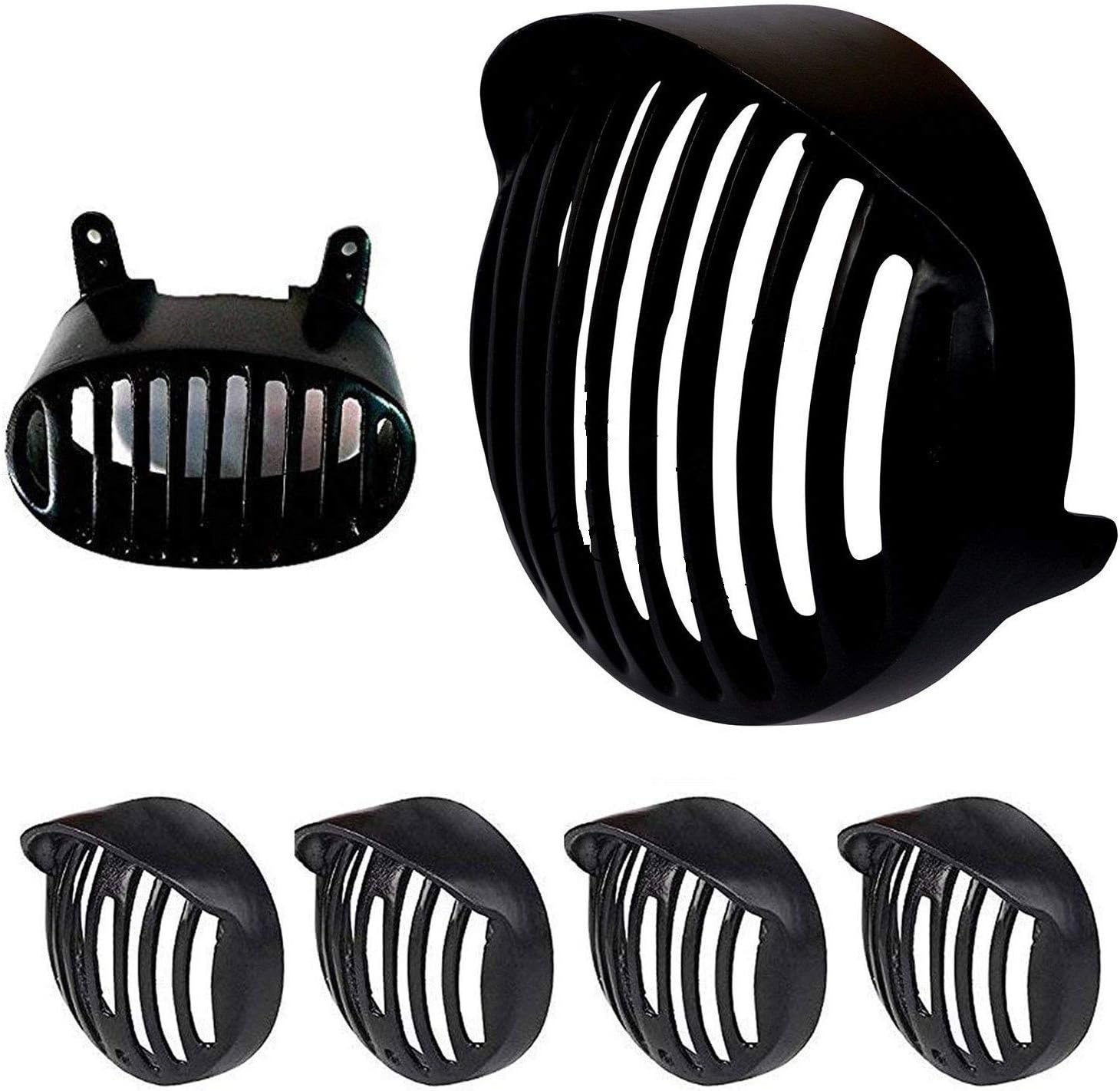 Ramanta Plastic Complete Grill Set of Headlight with Cap Indicator and Taillight for Bajaj Avenger 150 CC (Black ) -Pack of 6