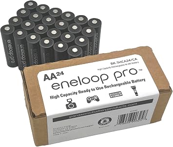 Eneloop Panasonic BK-3HCA24/CA Pro AA High-Capacity Ni-MH Pre-Charged Rechargeable Batteries, 24-Battery Pack