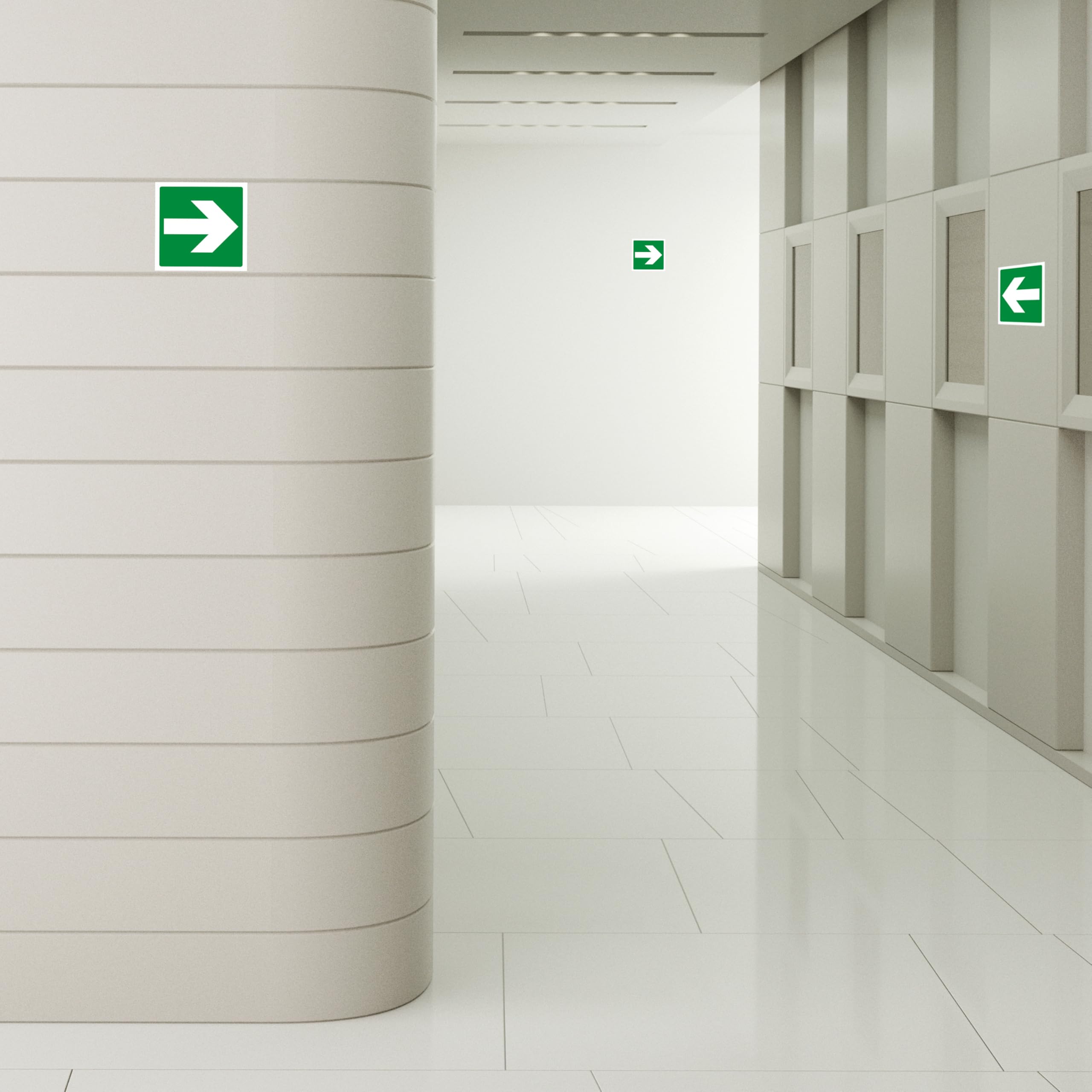 12 Adesivi Frecce Uscita Emergenza formato cm 12x12 | Segnaletica Uscita di Sicurezza | 12 pz