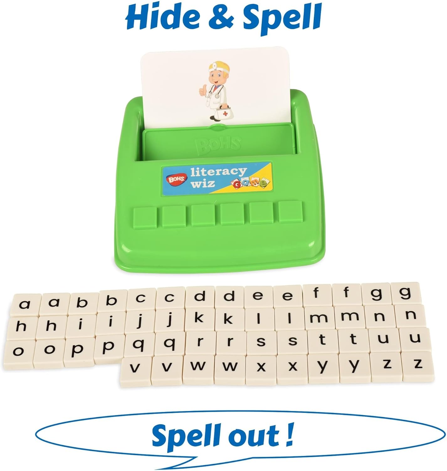 BOHS Literacy Wiz Fun Game - See and Hide Spell - Lower Case Flash Cards - Preschool Language Learning Educational Toys