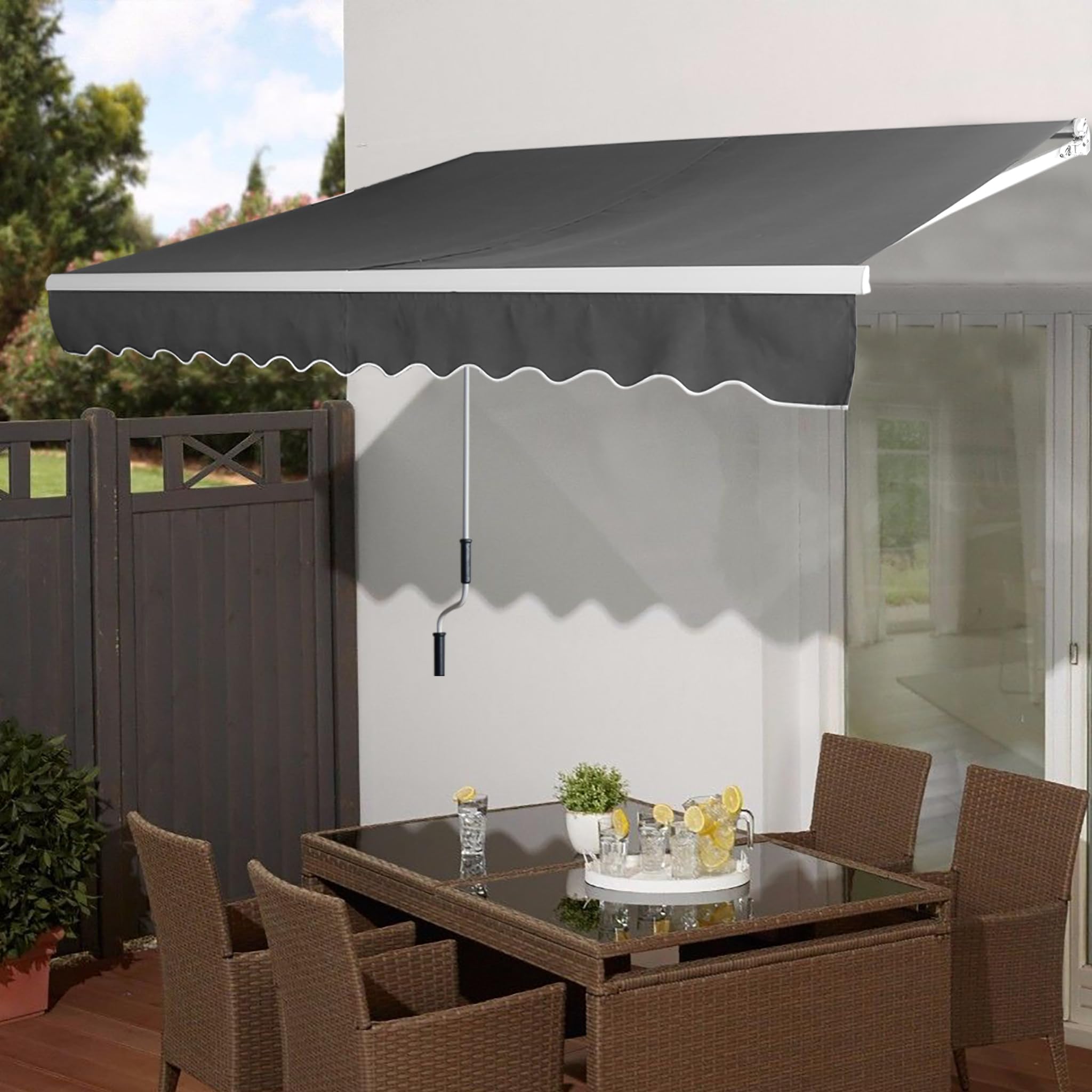 ACXIN Store banne en aluminium - Protection solaire - Avec manivelle - Imperméable - Gris foncé (2,5 m x 2 m)